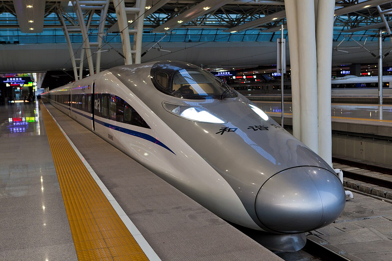 China high-speed rail train at a station