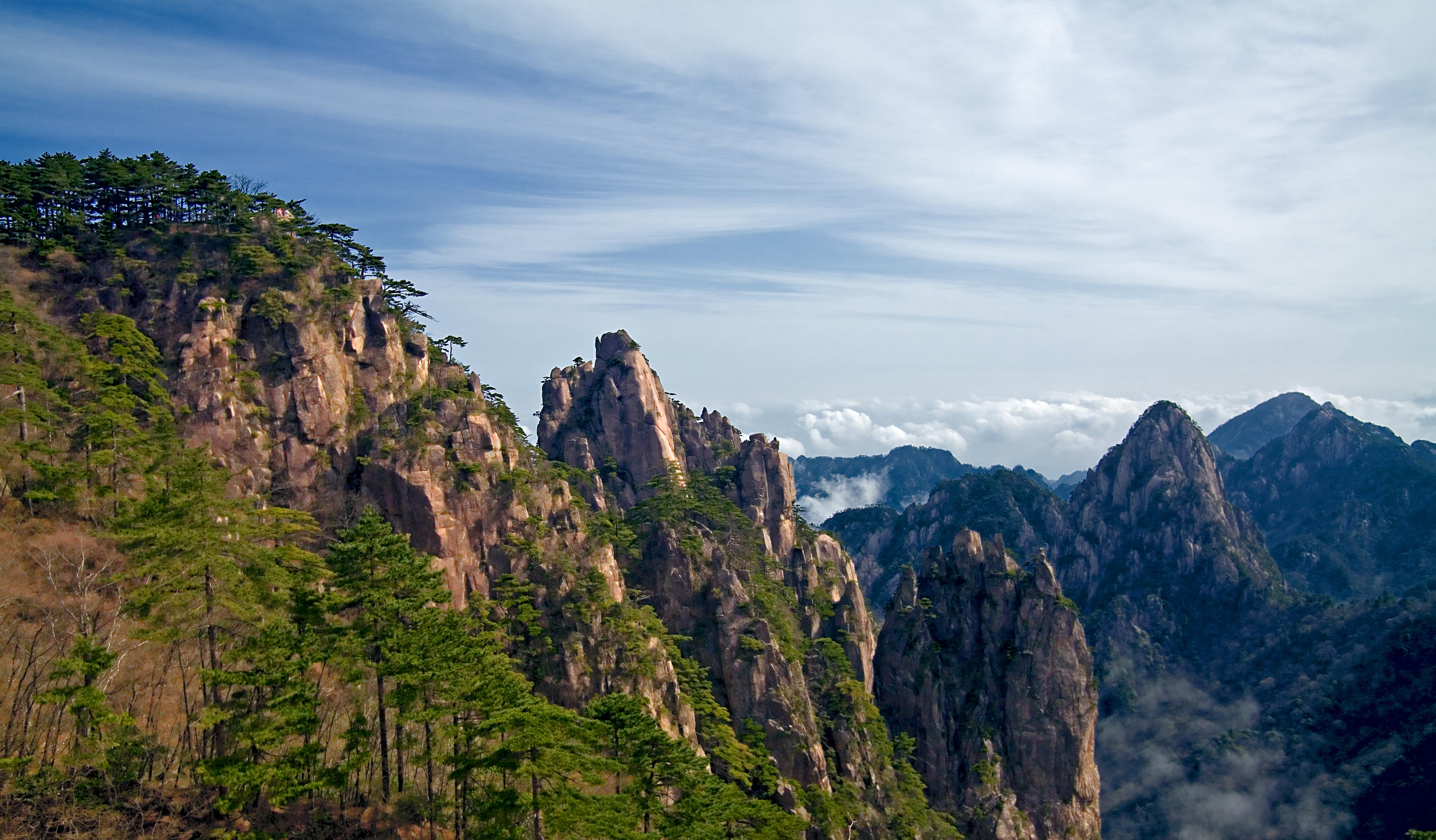 Granite peaks and pine trees on Huangshan Yellow Mountain